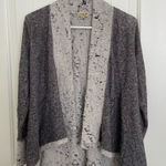 One World  women’s gray distressed drapey open‎ front knit cardigan petite large Photo 0