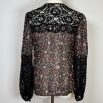 Rebecca Taylor ‘Lyra’ Red Floral Black Lace Pintuck Silk Blouse Women’s Size 00 Photo 7