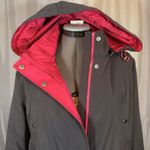 Nautica Womens Gray Water Resistant Jacket Hooded Full Zip Rain Parka Large Line Photo 1