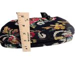 JR Floral Tapestry Handbag Carpet Bag Flower Purse USA 11x7 Metal Frame Vintage Black Photo 10