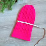 Handmade  Neon Pink Knit Winter Beanie Hat Photo 2