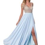 Prom Girl Blue and Rhinestone dress Size 7/8 Photo 0