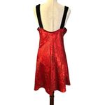 Vintage 90s Y2K Sostanza Slip Dress Red Black Floral Velvet Straps Chemise L Size L Photo 4