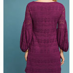Anthropologie  Maeve Laila Lace Dress XS V-Neck Mini Shift Balloon Sleeve Purple  Photo 3