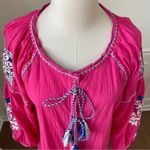 Velzera Fuchsia Hot Pink Embroidered Mumu Caftan Beach Dress 1XL Photo 3