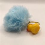 Holiday Pom Keychain | Light Blue | Plastic Ducky with Santa Hat Charm Handmade Photo 3