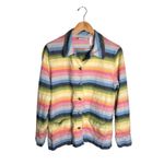 Alfred Dunner  Linen Cotton Jacket Size 14 Button Up Rainbow Pastel Silver Button Photo 6
