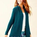 Lilly Pulitzer Tatum cardigan teal green blue knit crochet fringe boho tassels Photo 5