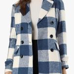 Allegra K Blue Plaid Coat Photo 1
