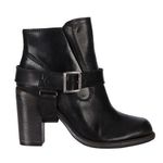 Allsaints Black Moto Shearling Fur Lined Boots Block Heels Chunky size 36 (US6) Photo 0