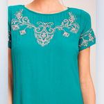 Lulus Tale to Tell Pink and Teal Green Embroidered Shift Dress SMALL Photo 1
