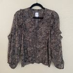 MISA Los Angeles  Albertina Black Paisley Ruffle Long Sleeve Blouse Glam size XS Photo 0