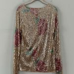 Free People NWT Intimately Gold Rush Champagne Combo Printed Sequin Long Sleeve Photo 4