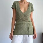 Vintage Crochet Cottagecore Top Olive Green‎ Green Size M Photo 4