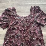 Maeve Purple and Pink Tiered Puff Sleeve Sundress Womens Floral Midi Boho Dress Photo 3