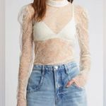 frame denim NWT Frame LACE MOCK NECK BLOUSE IN CREAM Photo 0