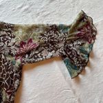 Versailles 2000s Y2K Brown Multicolored Ruffle Top W/ Front Tie & Bell Sleeves Purple Size M Photo 3