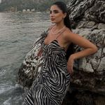 ZARA  dress maxi zebra animal print flower open back bodycon evening wedding Photo 2