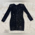 NWOT HELSI Milena Black Sequin Padded Shoulder Long Sleeve Minidress Sz M Size M Photo 4