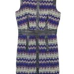 Milly  Tweed Chevron Leather Sheath Dress Purple Sz 8 Photo 0