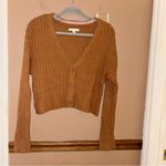 American Eagle ribbed cropped boxy button up cardigan brown size small Photo 2