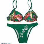 Brazilian Size Small Bright Green Floral Design New With Tags Photo 0