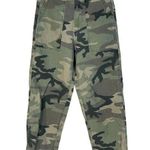 Topshop SZ 2 Camo Jeans High-Rise Green Button-Flap Pockets Wide-Leg Zip-Fly Photo 0