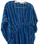 Raya Sun Cover Up Kaftan Blue Gold Boho Beach Vacation Swimsuit Coverup Photo 7