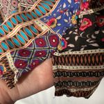 American Eagle  Short Sleeve Lace Up Patchwork Tassel Tie Top Size Small Boho Photo 5