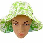 SUN N' SAND Women's Lime Green White Floral Beach Summer Pool Hat Photo 0