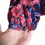 Rebecca Taylor  Silk Floral Long Sleeve Peasant Top Tie Neck Sz 2 Red Purple Photo 13