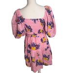 Place Nationale Pink Linen Floral Mini Dress Small Pink Photo 1