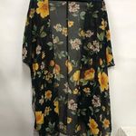 Liberty Love Floral Boho Kimono Duster Cardigan Cover Black & yellow 2XL Photo 0