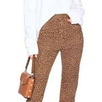 LPA  Leather Suede Leopard Cheetah Button High Waisted Ankle Pant Size M Photo 0