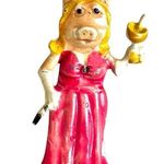 Vintage Miss Piggy Enamel Gown & Champagne Glass Pin Pink Photo 1