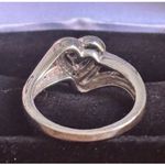 Sterling Silver Heart Shaped Ring With Blue And Clear Diamonds Size 7 Photo 5