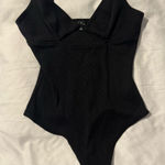 Lulus Ribbed  Black One Piece Bodysuit Photo 0
