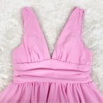 SheIn  Barbie Pink Mini Party Dress Deep V‎ Neckline Tiered Hem Size Large New Photo 3