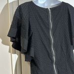 J.Crew Shift Dress Black Swiss Dot Flutter Sleeve Lined Zip Up Boho size 0 Photo 5