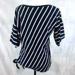 Suzanne Betro  navy and white diagonal striped nautical tie side top size medium Photo 2