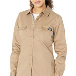 Wolverine  FR Utility Women Twill Khaki Button Down Shirt Long Sleeve Size XL NEW Photo 0