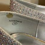 Michaelangelo  David’s Bridal Silver Rhinestone Wedge Peep Toe Dress Shoes Sz 11 Photo 2