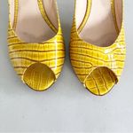Casadei  Yellow Animal Print Peep Toe Heels Photo 8