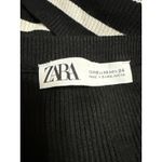 ZARA Women's Black White Rib Knit Striped Sleeveless Racerback Crop Tank Top XS Photo 2