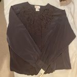 NEW Voir Collection Blouse Women’s 18W Brown Embroidered Long Sleeve Photo 8