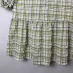Entro Checkered Gingham Green White Ruched Puff Sleeve Women Blouse Size Medium Photo 4