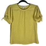 Loft  Striped Crinkle Tie Sleeve Top Chartreuse Green Size Small Photo 1