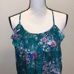 Ali & Kris green floral ruffle zip up racerback tank top Photo 1