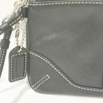 Coach Black Leather White Stitch Zip Top Wristlet Wallet Clutch Photo 1