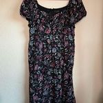 Lane Bryant  Black Metallic Floral Bubble Sleeve Tie Neck Tiered Midi Dress 20 Photo 3
